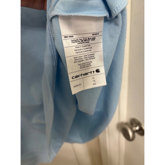 Carhartt Mens XL Blue Short Sleeve Force Relaxed Fit Polo Shirt Pocket Logo - Picture 5 of 5